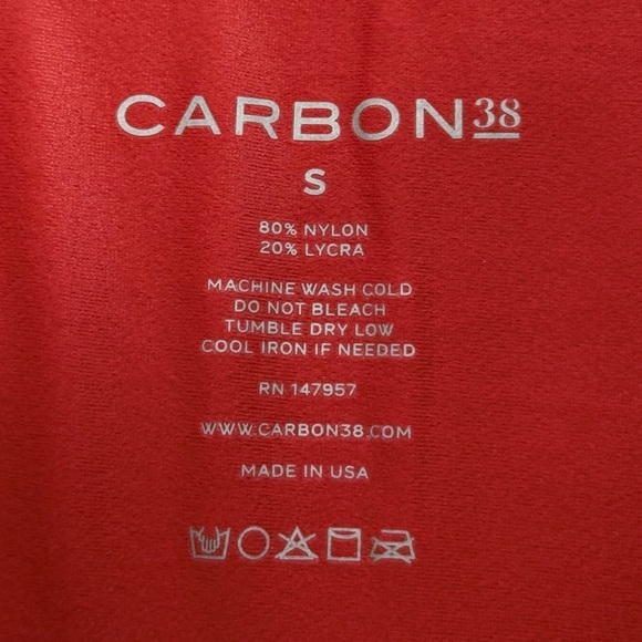 Carbon38 Womens Small Legging Takara Shine Red High Rise Nylon Lycra Gym NWT - Picture 8 of 9